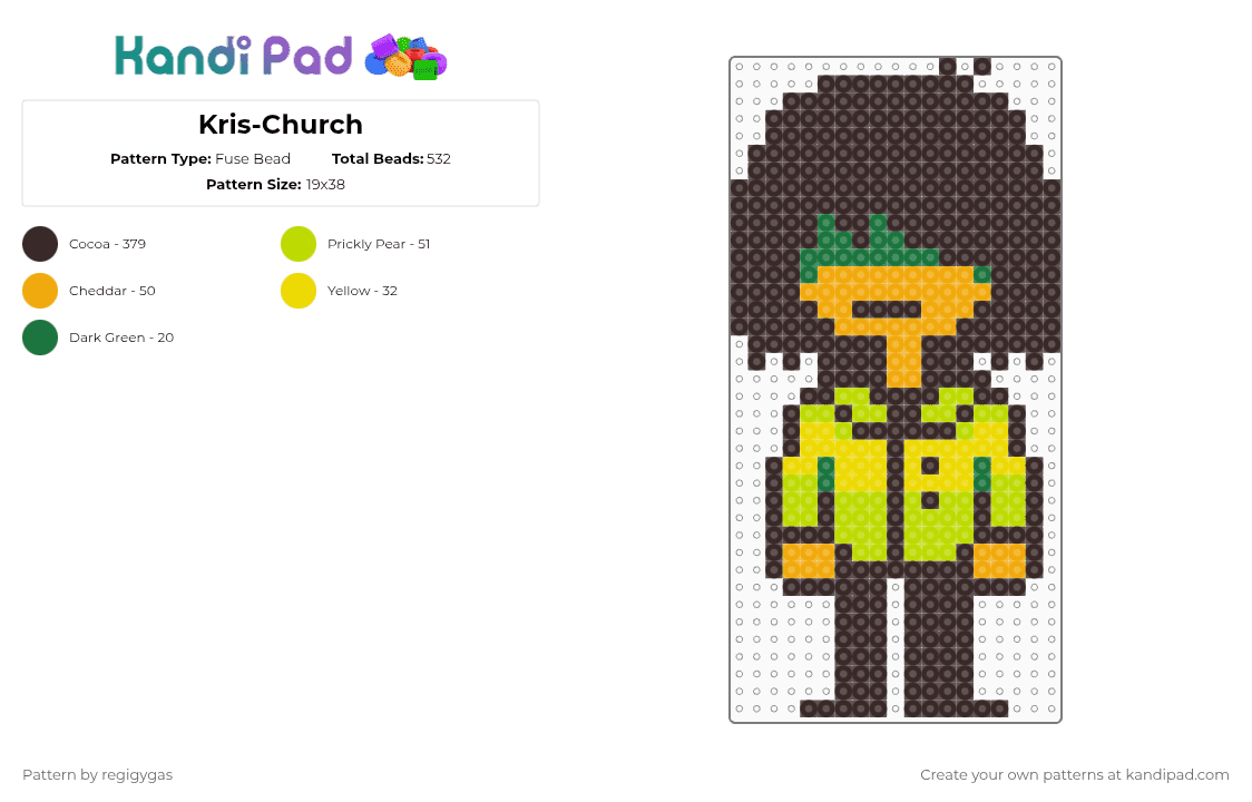 Kris Dreemurr-Church - Fuse Bead Pattern by regigygas on Kandi Pad - brown