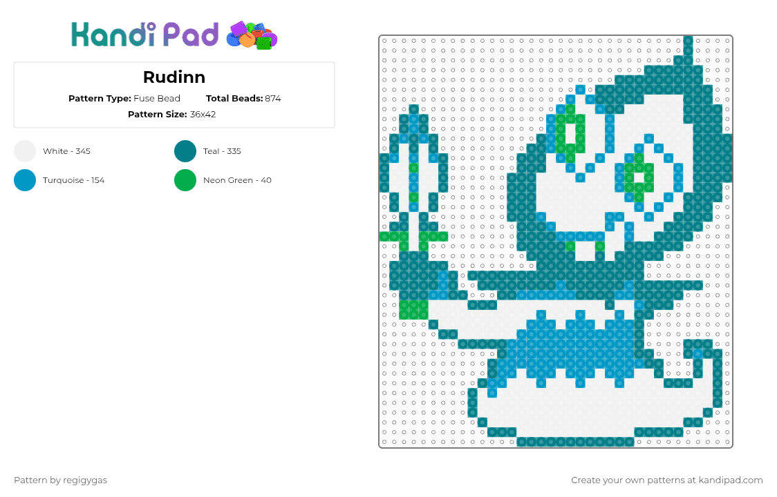 Rudinn - Fuse Bead Pattern by regigygas on Kandi Pad - teal