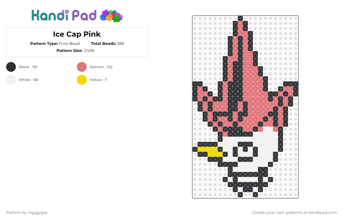 Ice Cap-Pink - Fuse Bead Pattern by regigygas on Kandi Pad - red