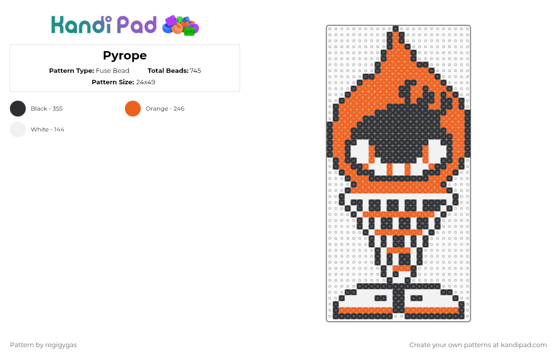 Pyrope - Fuse Bead Pattern by regigygas on Kandi Pad - orange,white