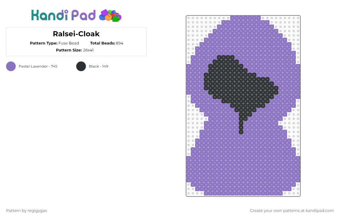 Ralsei-Cloak - Fuse Bead Pattern by regigygas on Kandi Pad - blue