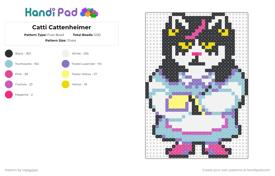 Catti Cattenheimer - Fuse Bead Pattern by regigygas on Kandi Pad - blue,light blue