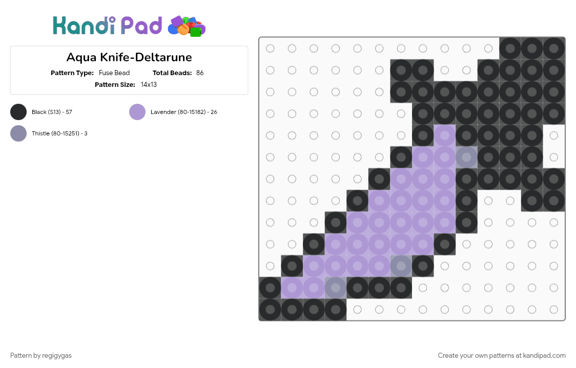 Aqua Knife-Deltarune - Fuse Bead Pattern by regigygas on Kandi Pad - black, pink