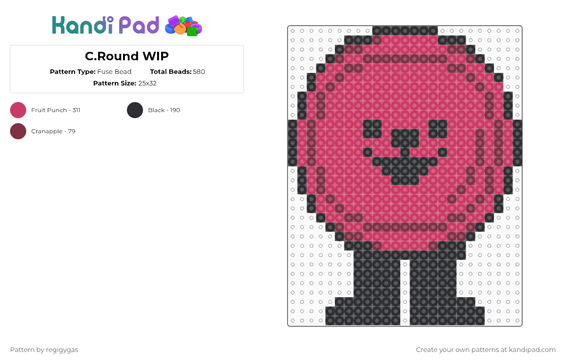 C.Round - Fuse Bead Pattern by regigygas on Kandi Pad - pink