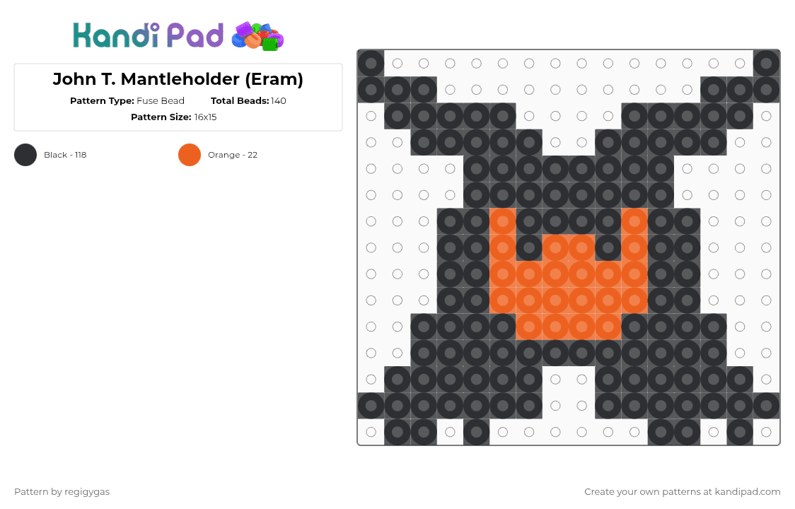 John T. Mantleholder (Eram) - Fuse Bead Pattern by regigygas on Kandi Pad - black