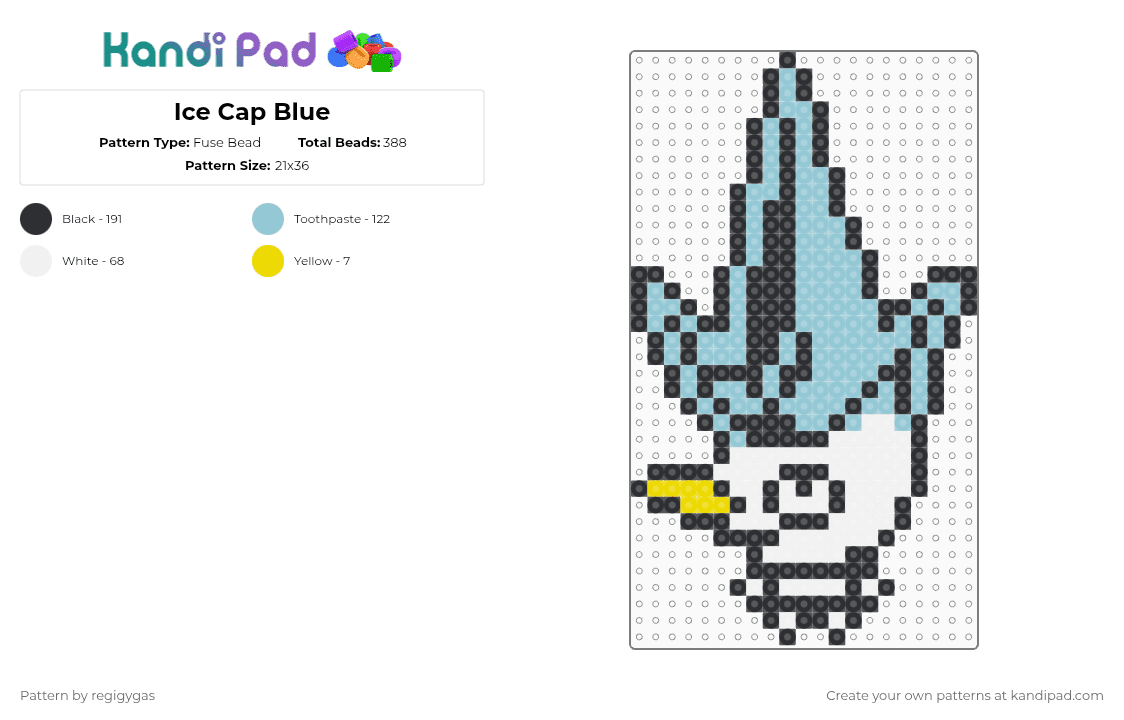 Ice Cap-Blue - Fuse Bead Pattern by regigygas on Kandi Pad - light blue