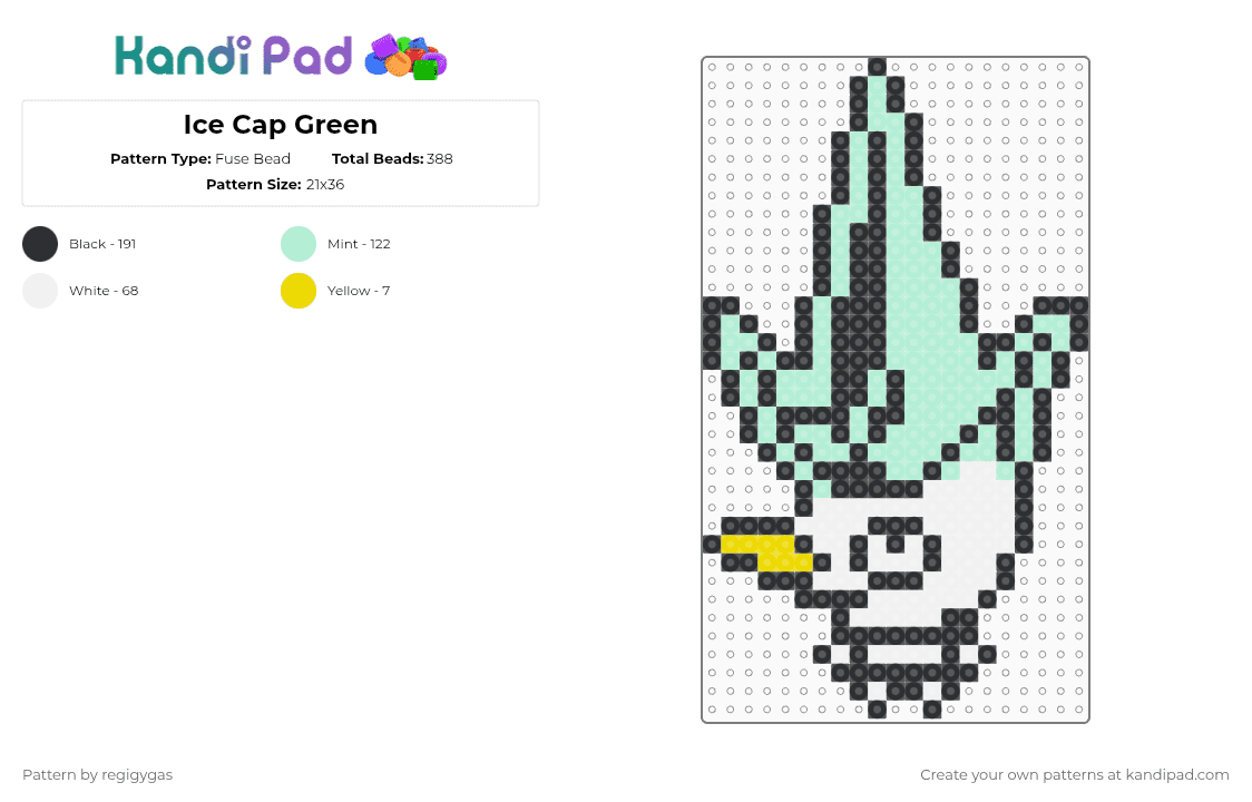 Ice Cap Green - Fuse Bead Pattern by regigygas on Kandi Pad - light blue