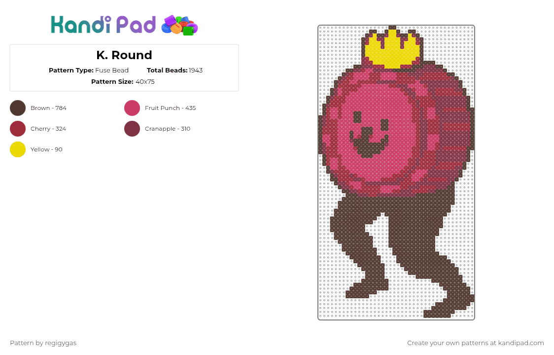 K. Round - Fuse Bead Pattern by regigygas on Kandi Pad - brown