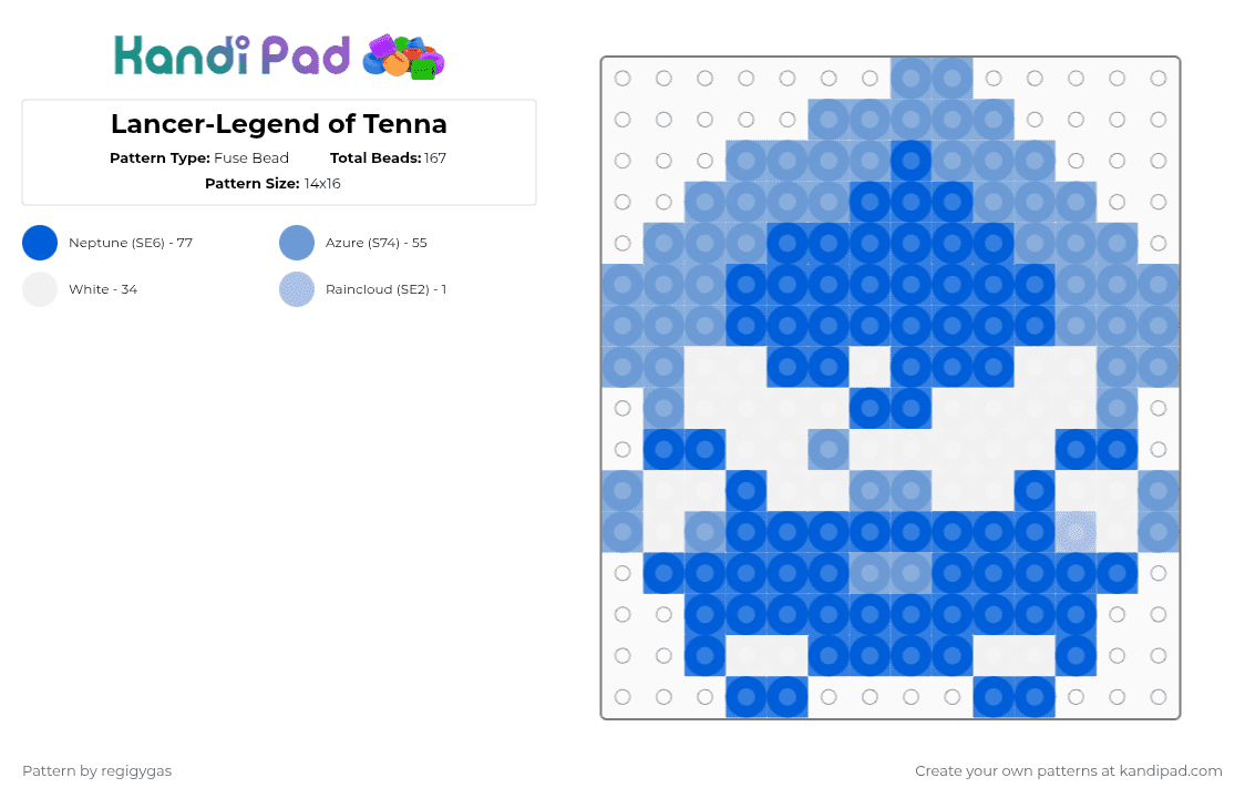 Lancer-Legend of Tenna - Fuse Bead Pattern by regigygas on Kandi Pad - blue,light blue