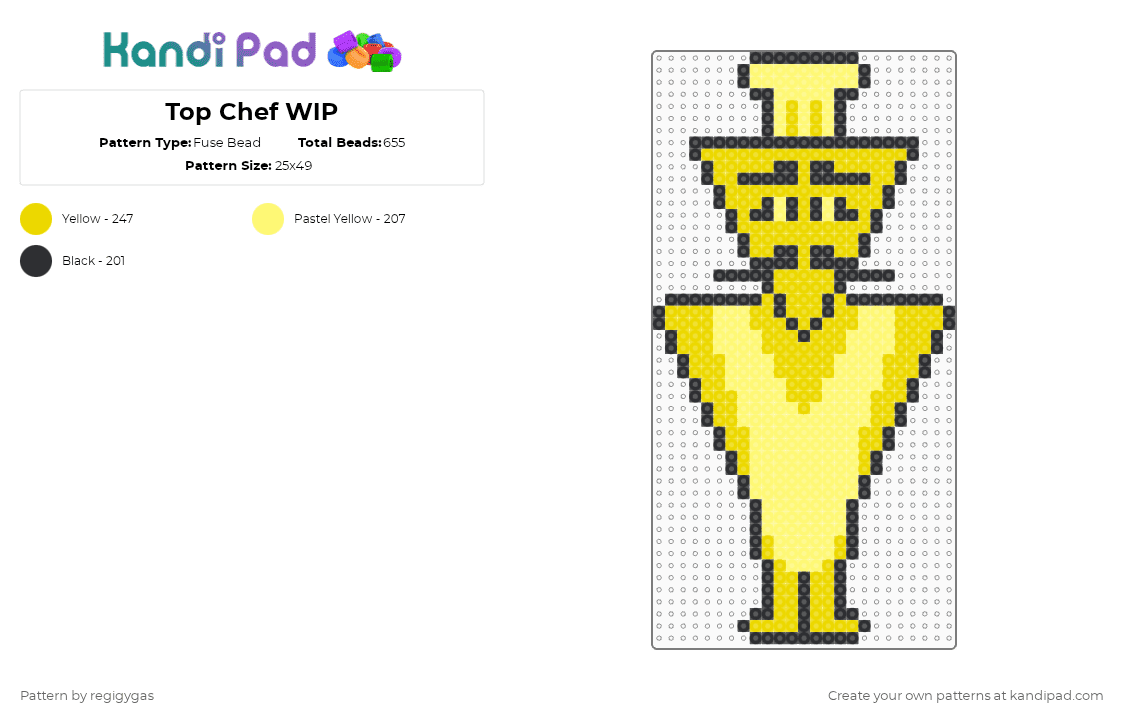 Top Chef - Fuse Bead Pattern by regigygas on Kandi Pad - black,yellow