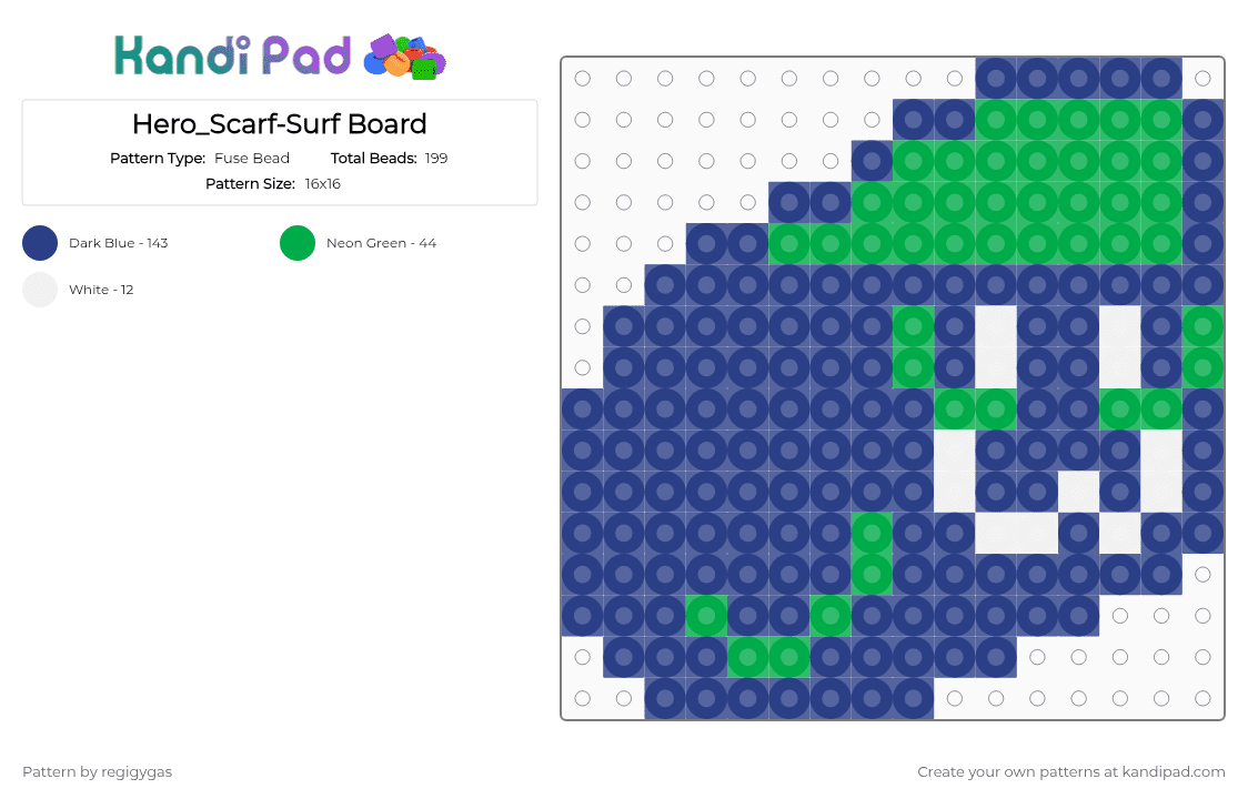 Hero_Scarf-Surf Board - Fuse Bead Pattern by regigygas on Kandi Pad - blue