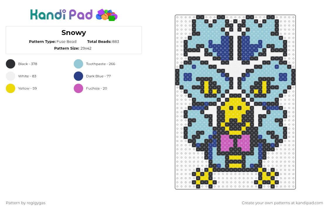 Snowy - Fuse Bead Pattern by regigygas on Kandi Pad - light blue
