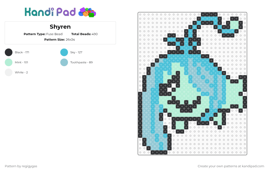 Shyren - Fuse Bead Pattern by regigygas on Kandi Pad - light blue