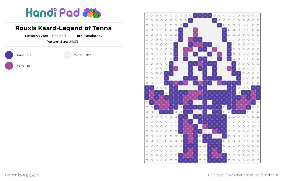 Rouxls Kaard-Legend of Tenna - Fuse Bead Pattern by regigygas on Kandi Pad - purple