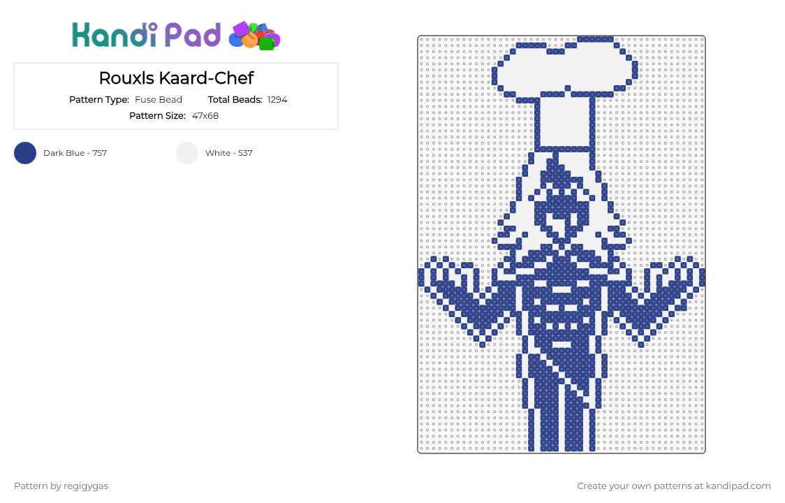Rouxls Kaard-Chef - Fuse Bead Pattern by regigygas on Kandi Pad - blue, white