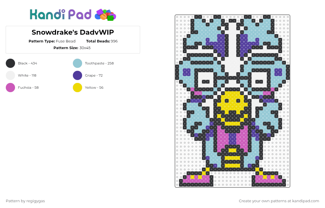 Snowdrake\'s DadvWIP - Fuse Bead Pattern by regigygas on Kandi Pad - light blue