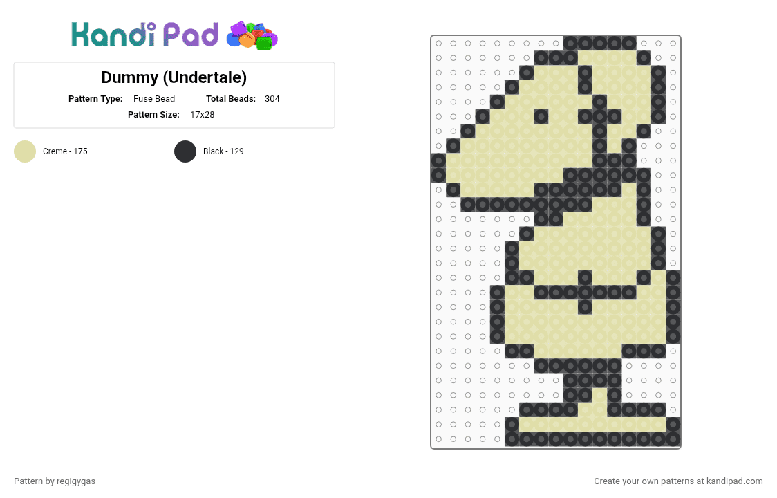 Dummy (Undertale) - Fuse Bead Pattern by regigygas on Kandi Pad - black, yellow