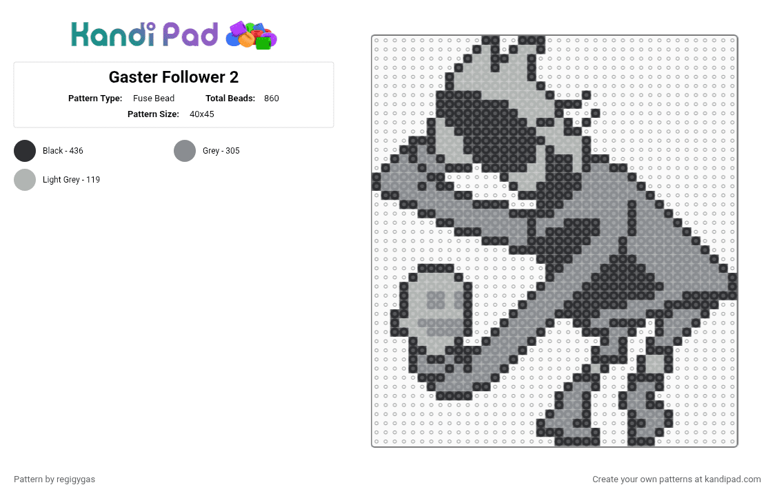 Gaster Follower 2 - Fuse Bead Pattern by regigygas on Kandi Pad - beige, gray