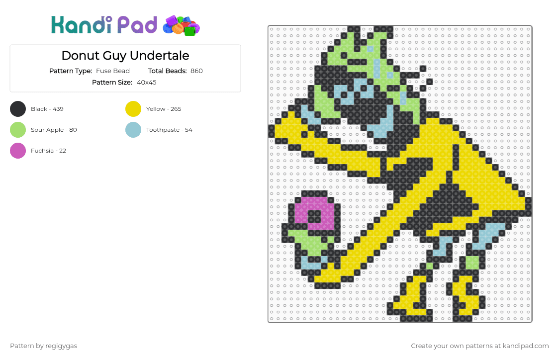 Donut Guy Undertale - Fuse Bead Pattern by regigygas on Kandi Pad - black, yellow