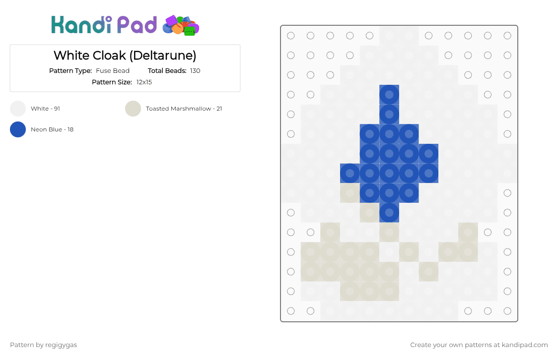 White Cloak (Deltarune) - Fuse Bead Pattern by regigygas on Kandi Pad - beige, blue, white