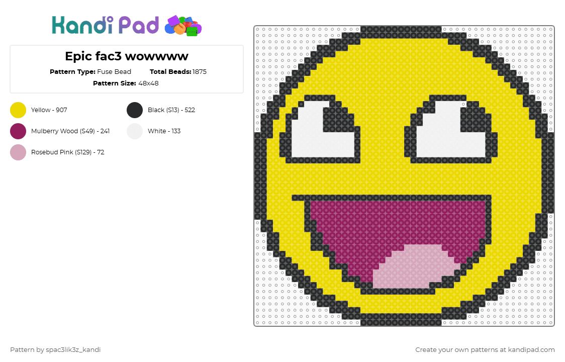 Epic fac3 wowwww Fuse Bead Pattern - Kandi Pad | Kandi Patterns, Fuse ...