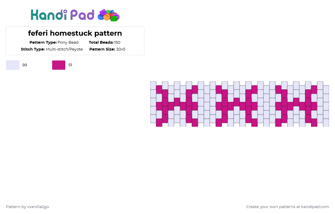feferi homestuck pattern - Pony Bead Pattern by vvanilla2go on Kandi Pad - white,pink