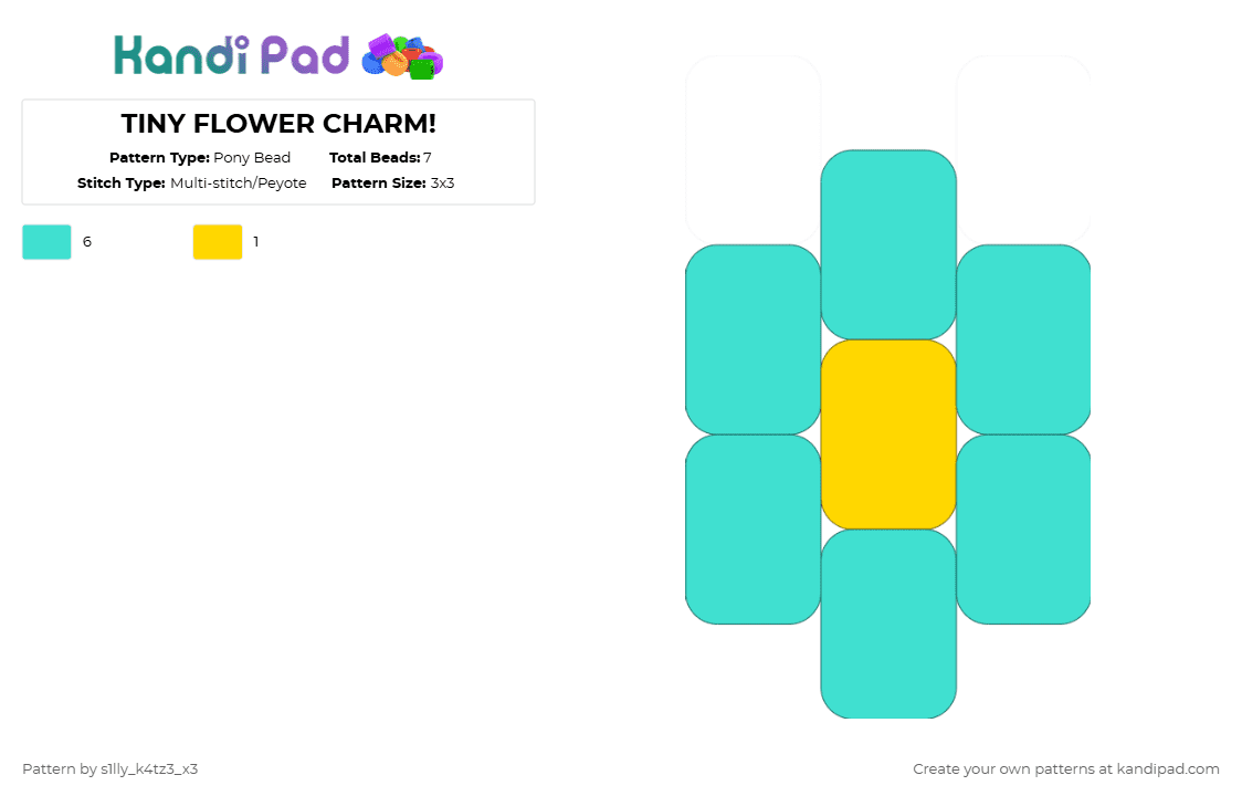 TINY FLOWER CHARM! - Pony Bead Pattern by s1lly_k4tz3_x3 on Kandi Pad - light blue,flower,tiny,charm