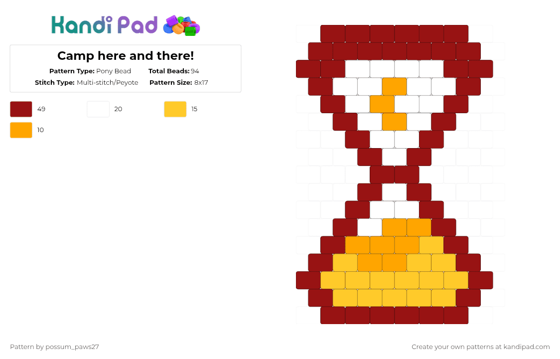 Camp here and there! - Pony Bead Pattern by possum_paws27 on Kandi Pad - red