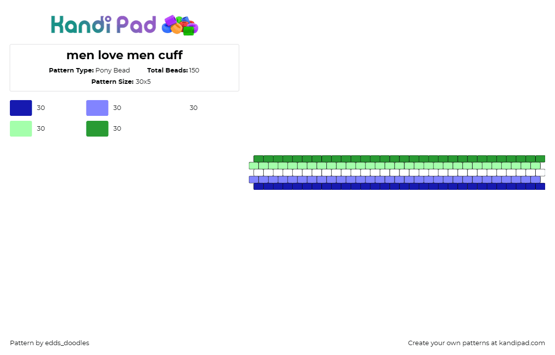 men love men cuff - Pony Bead Pattern by edds_doodles on Kandi Pad - mlm,pride,gay,cuff,love,movement,vibrant,celebration,event,green,blue