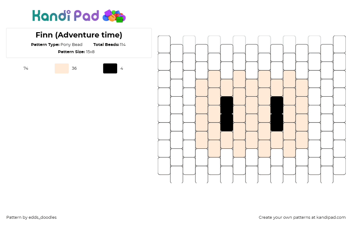 Finn (Adventure time) - Pony Bead Pattern by edds_doodles on Kandi Pad - finn,adventure time,playful,nostalgic,animated