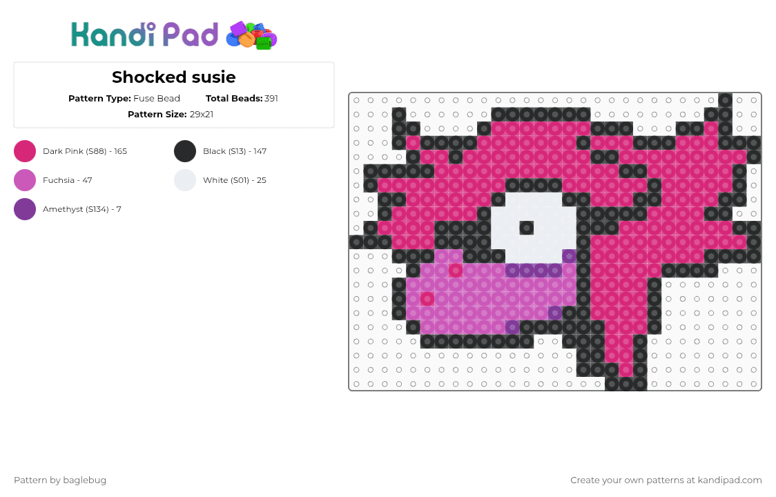 Shocked susie - Fuse Bead Pattern by baglebug on Kandi Pad - pink