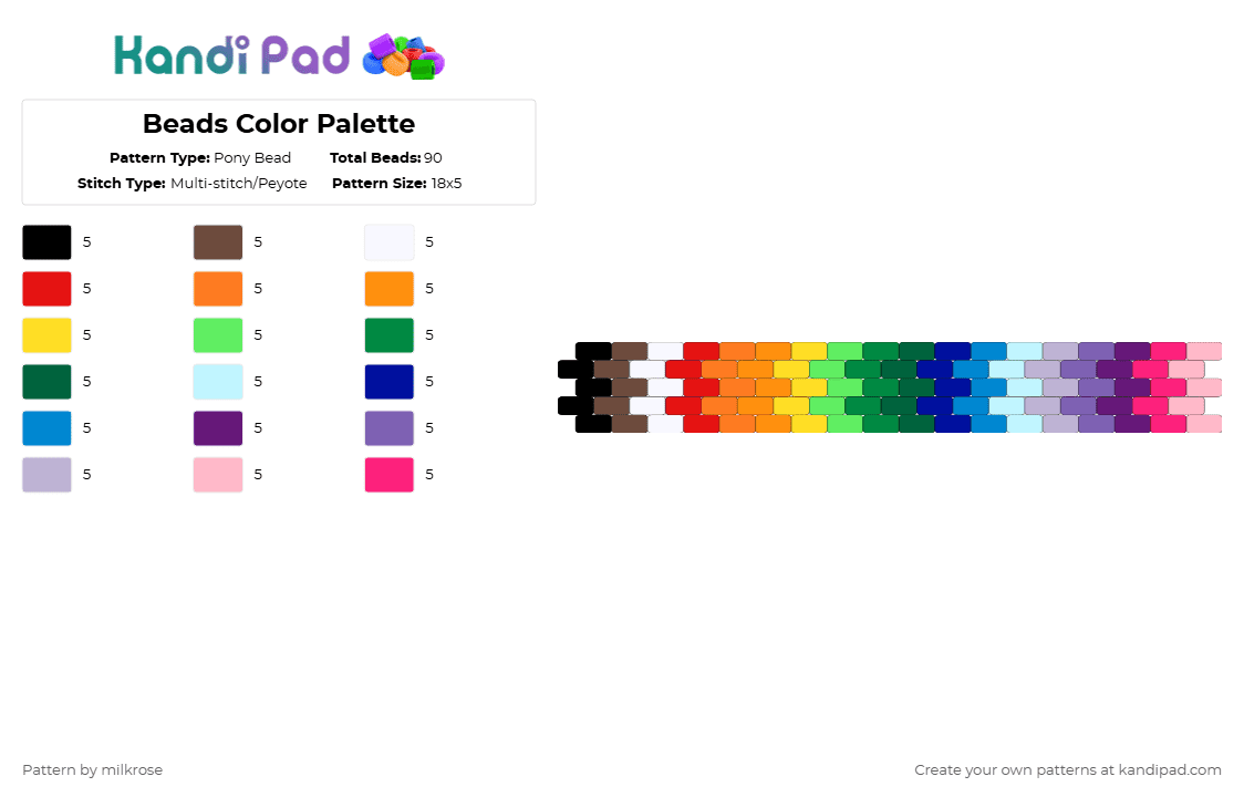 Bead Color Pattern Beads Color Palette Pony Bead Pattern - Kandi Pad | Kandi Patterns ...