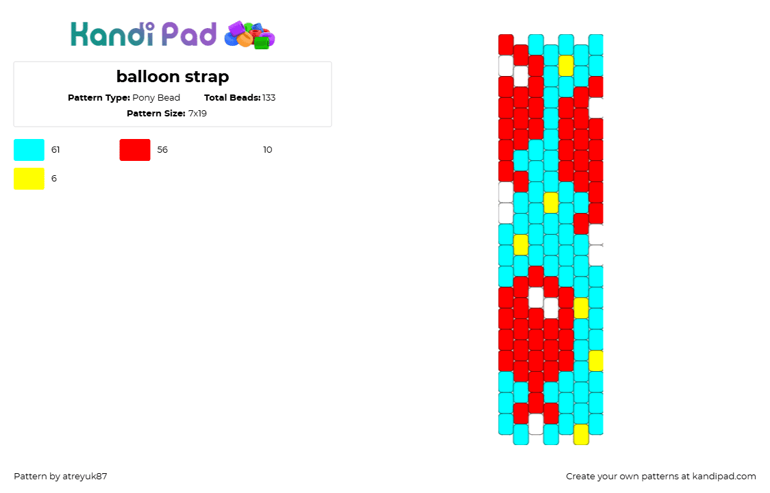 balloon strap - Pony Bead Pattern by atreyuk87 on Kandi Pad - light blue,red