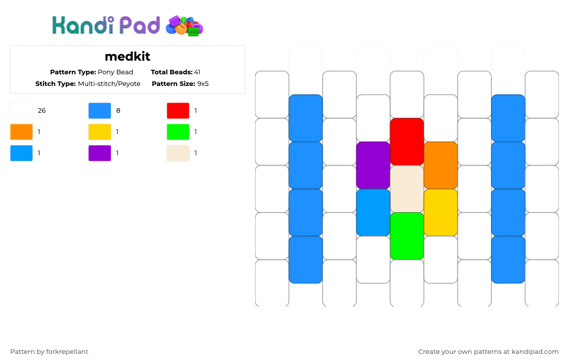 medkit - Pony Bead Pattern by forkrepellant on Kandi Pad - white,light blue