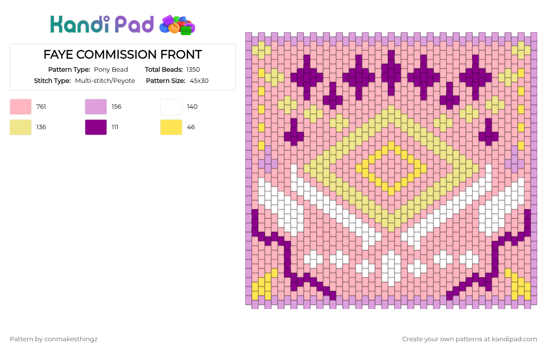 FAYE COMMISSION FRONT - Pony Bead Pattern by conmakesthingz on Kandi Pad - pink,my little pony