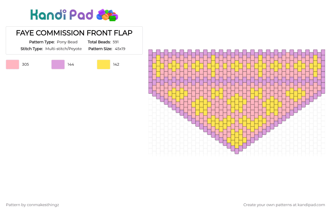 FAYE COMMISSION FRONT FLAP - Pony Bead Pattern by conmakesthingz on Kandi Pad - pink,my little pony