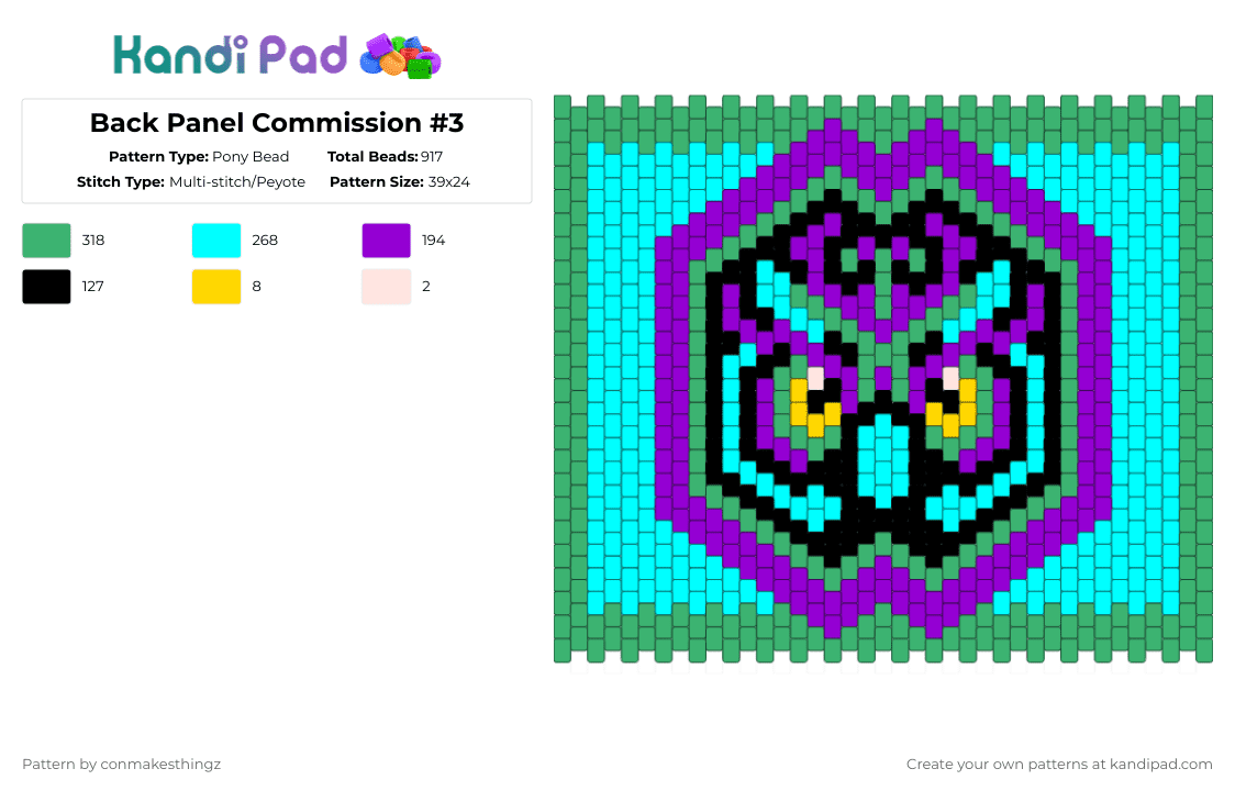 Back Panel Commission #3 Pony Bead Pattern - Kandi Pad | Kandi Patterns ...