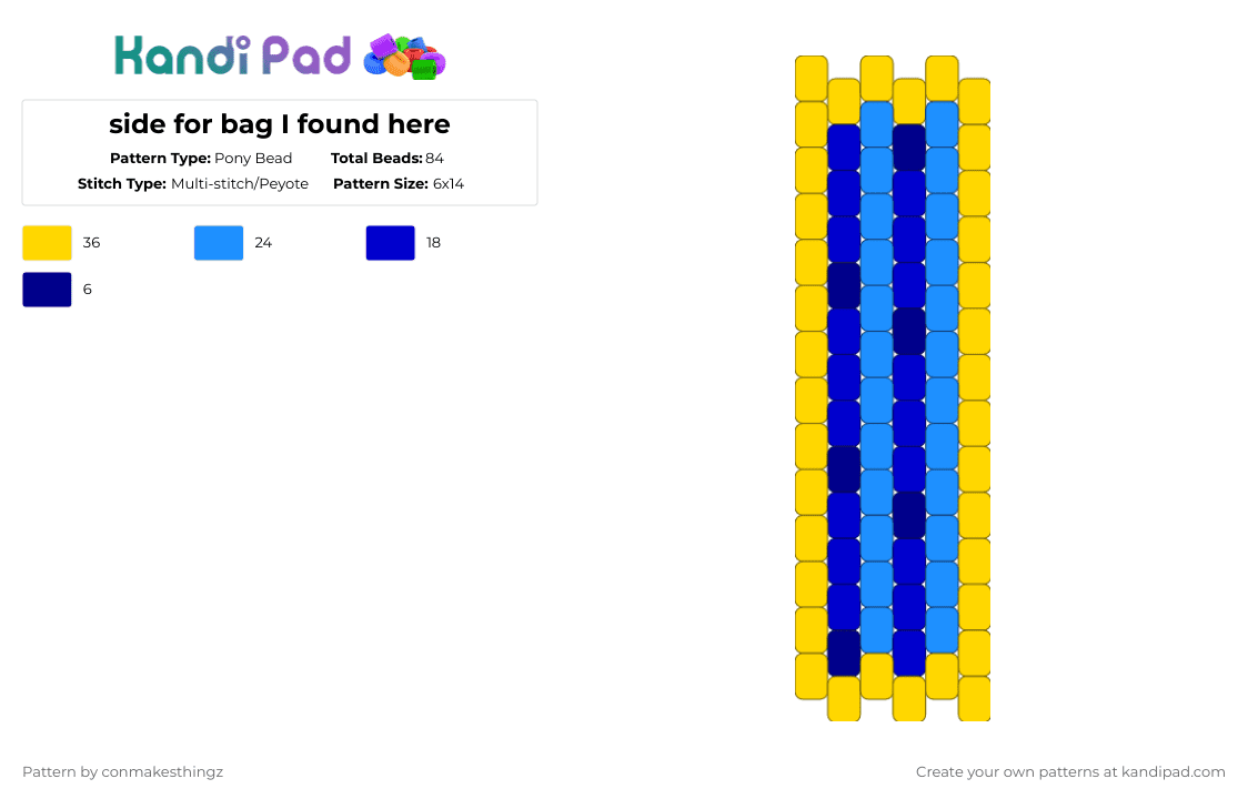 Side Pade Pattern Side for bag I found here Pony Bead Pattern - Kandi Pad | Kandi ...