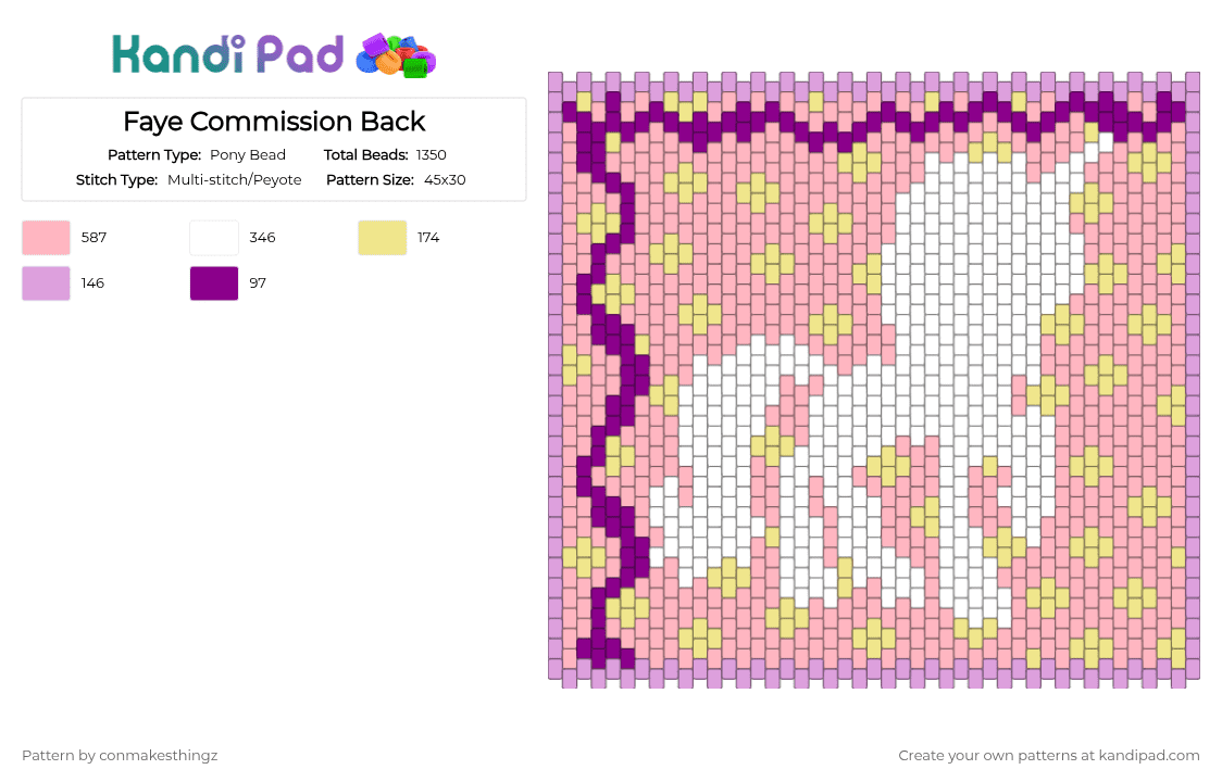 Faye Commission Back - Pony Bead Pattern by conmakesthingz on Kandi Pad - pink,my little pony