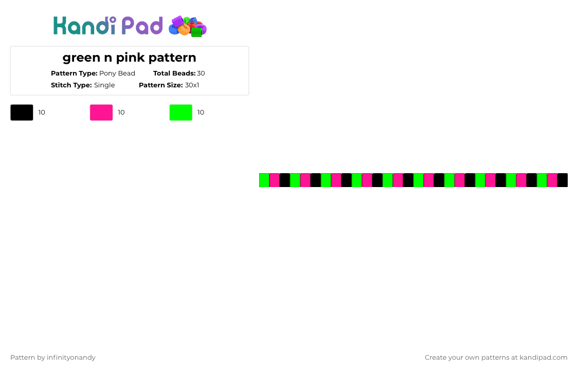 green n pink pattern - Pony Bead Pattern by infinityonandy on Kandi Pad - pink,green