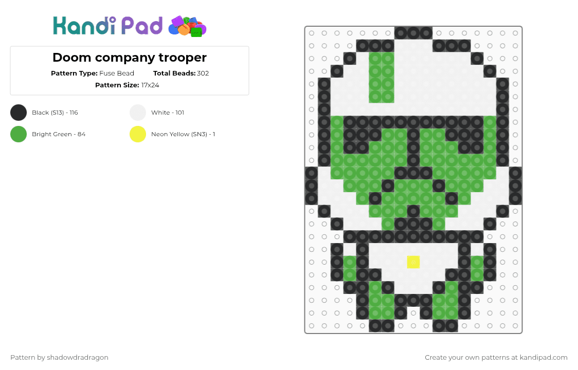 Doom company trooper - Fuse Bead Pattern by shadowdradragon on Kandi Pad - green