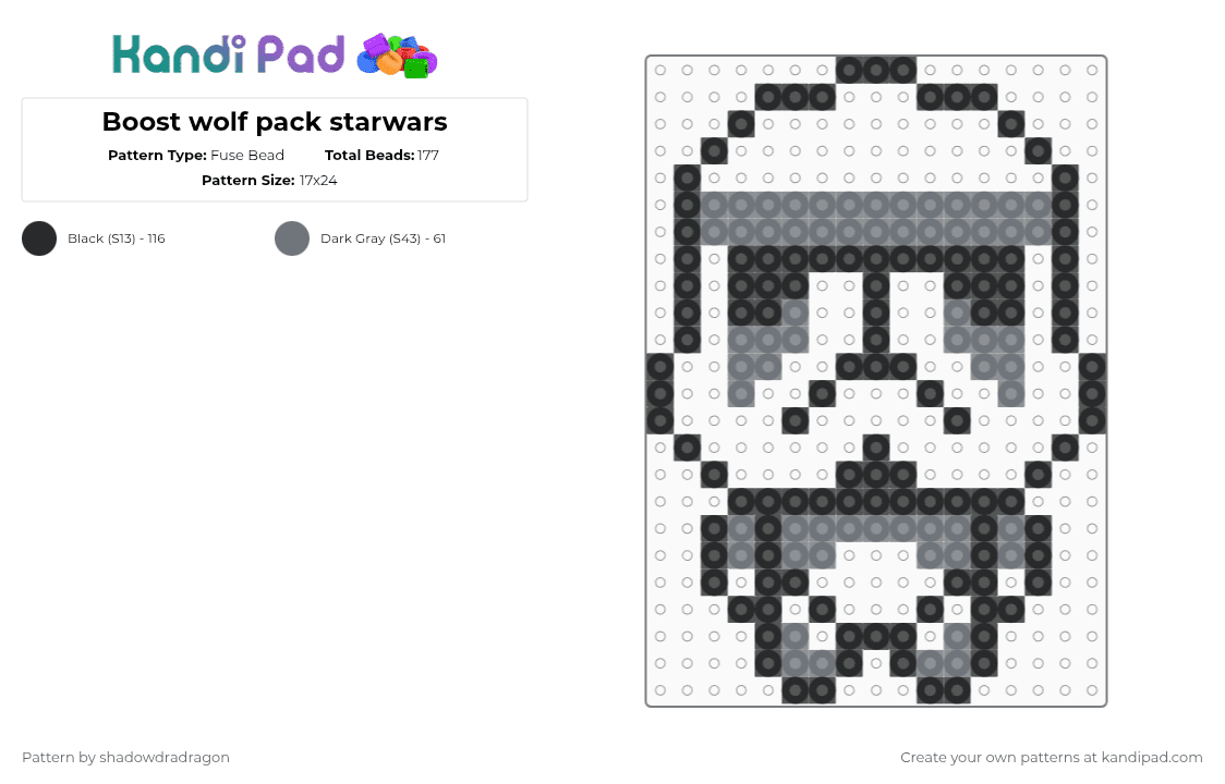 Boost wolf pack starwars - Fuse Bead Pattern by shadowdradragon on Kandi Pad - black,gray