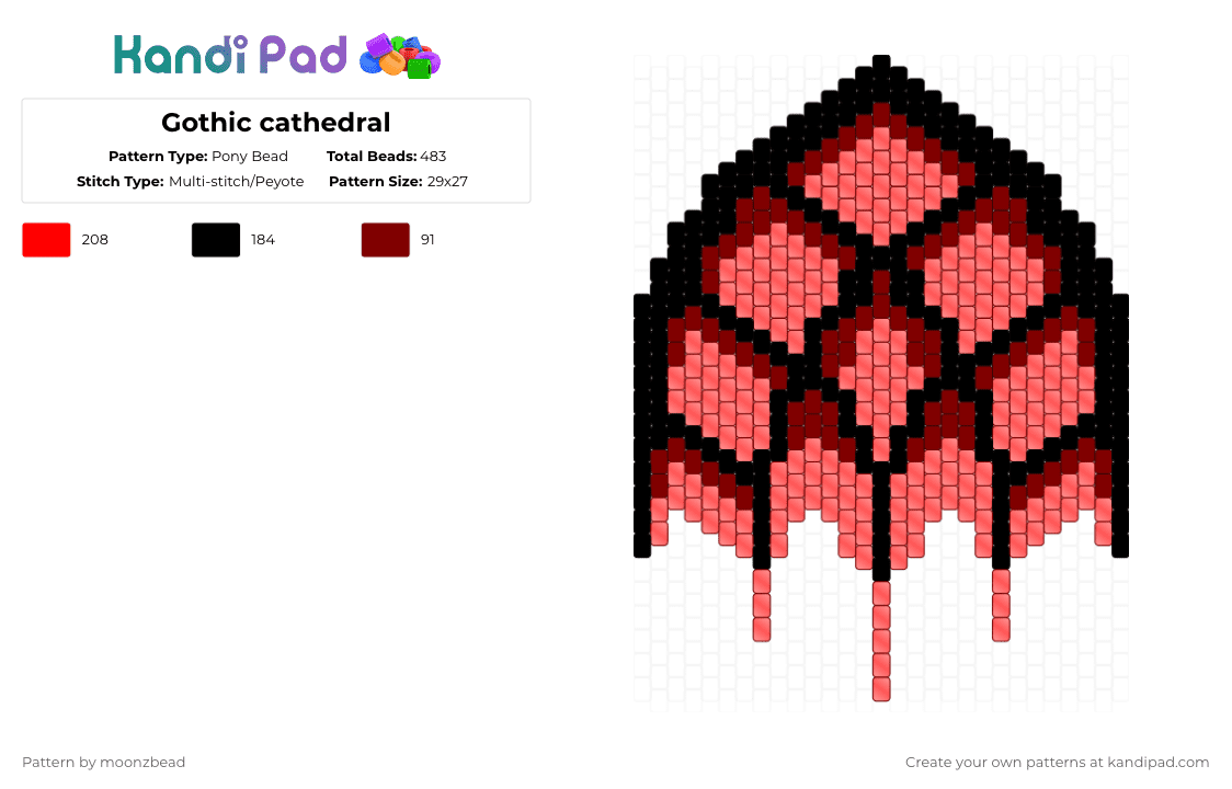 Gothic cathedral - Pony Bead Pattern by dissonantbeads on Kandi Pad - 