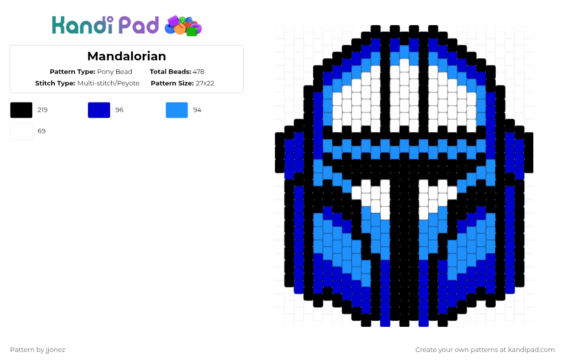 Mandalorian - Pony Bead Pattern by jjonez on Kandi Pad - purple,light blue