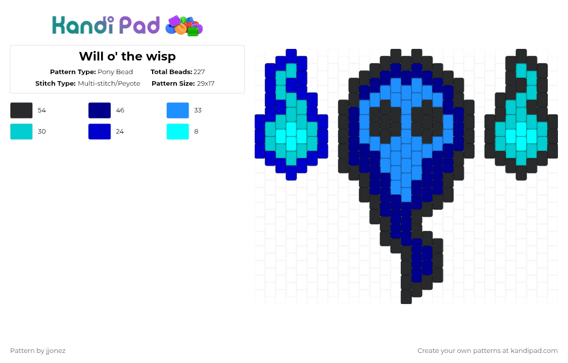 Will o\' the wisp - Pony Bead Pattern by jjonez on Kandi Pad - light blue,purple