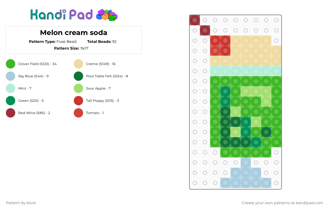 Melon cream soda - Fuse Bead Pattern by borzi on Kandi Pad - green