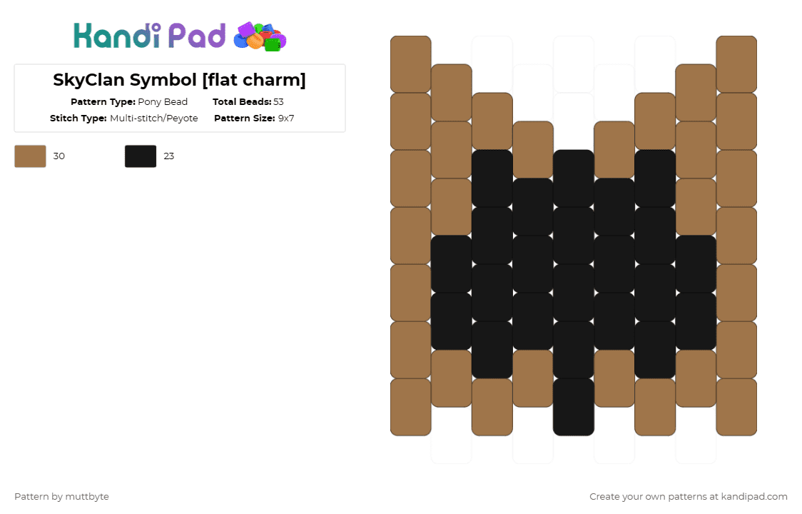 SkyClan Symbol [flat charm] - Pony Bead Pattern by muttbyte on Kandi Pad - tan,black,warriors,warrior cats,flat charm