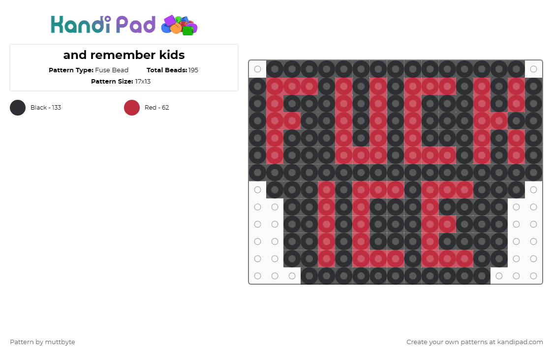 and remember kids - Fuse Bead Pattern by muttbyte on Kandi Pad - black,red