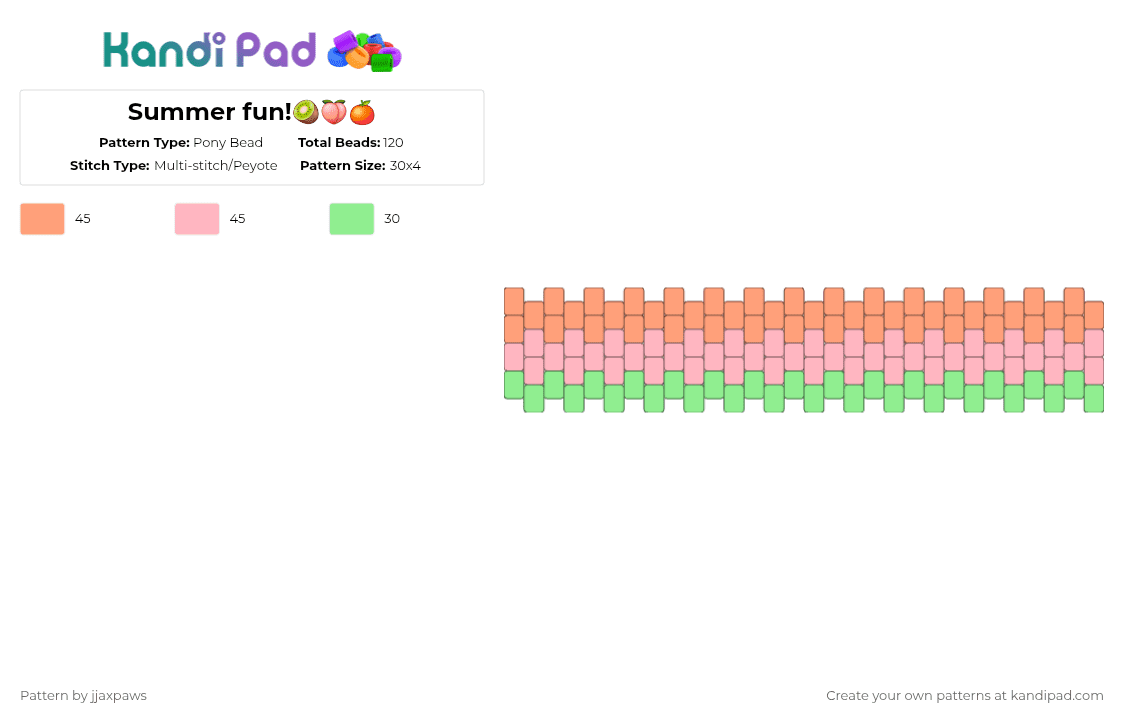 Summer fun!🥝🍑🍊 - Pony Bead Pattern by jjaxpaws on Kandi Pad - orange, pink