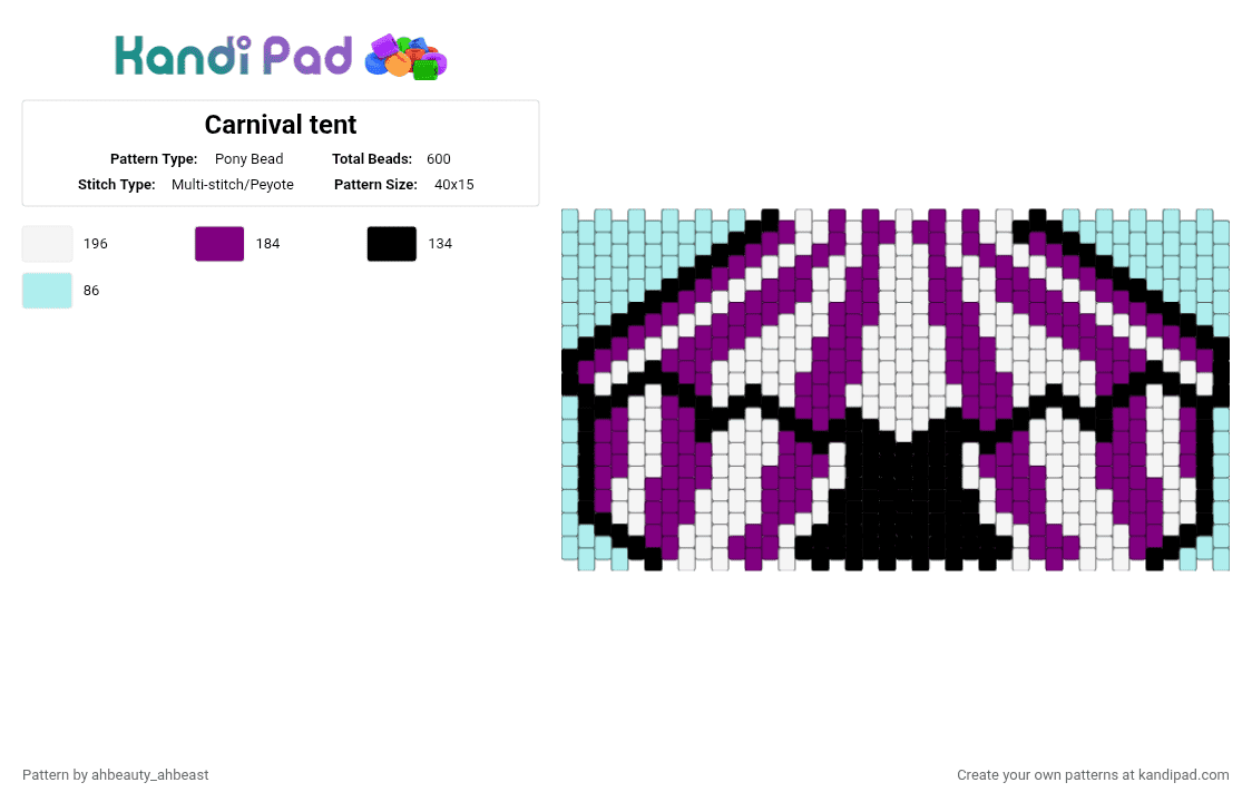 Carnival tent - Pony Bead Pattern by ahbeauty_ahbeast on Kandi Pad - light blue,pink